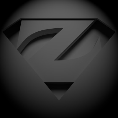 3D letter Z, lit by overhead
    point light source.