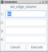 Screenshot from SciTE
showing the Parameters dialog, with four numbered input text boxes. The
first value is set to 40.